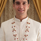 Gold Plated Pearl Heirloom Groom Necklace Maroon