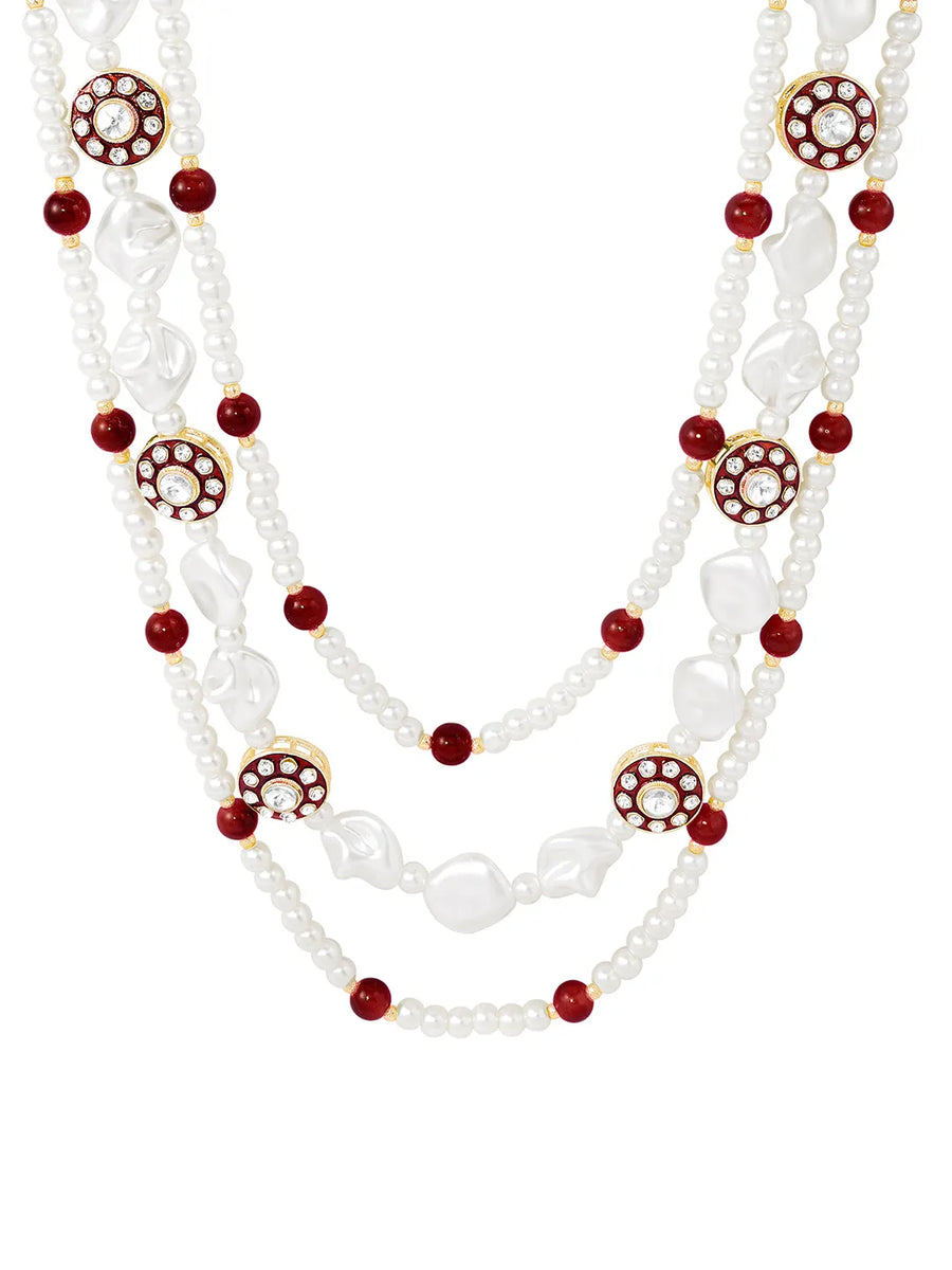 Gold Plated Pearl Heirloom Groom Necklace Maroon