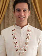 Gold Plated Pearl Heirloom Groom Necklace Maroon