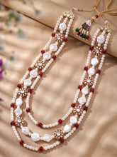Gold Plated Pearl Heirloom Groom Necklace Maroon