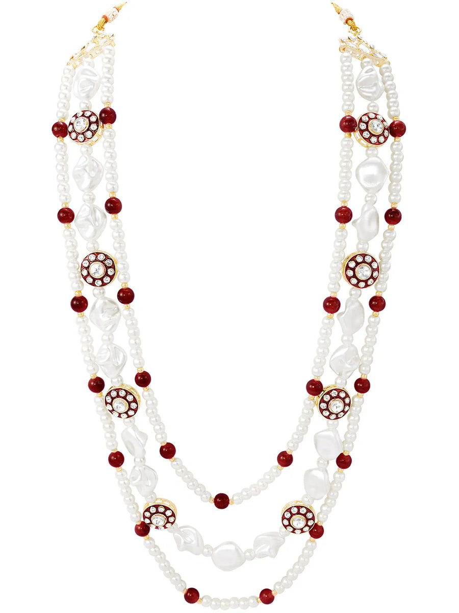 Gold Plated Pearl Heirloom Groom Necklace Maroon