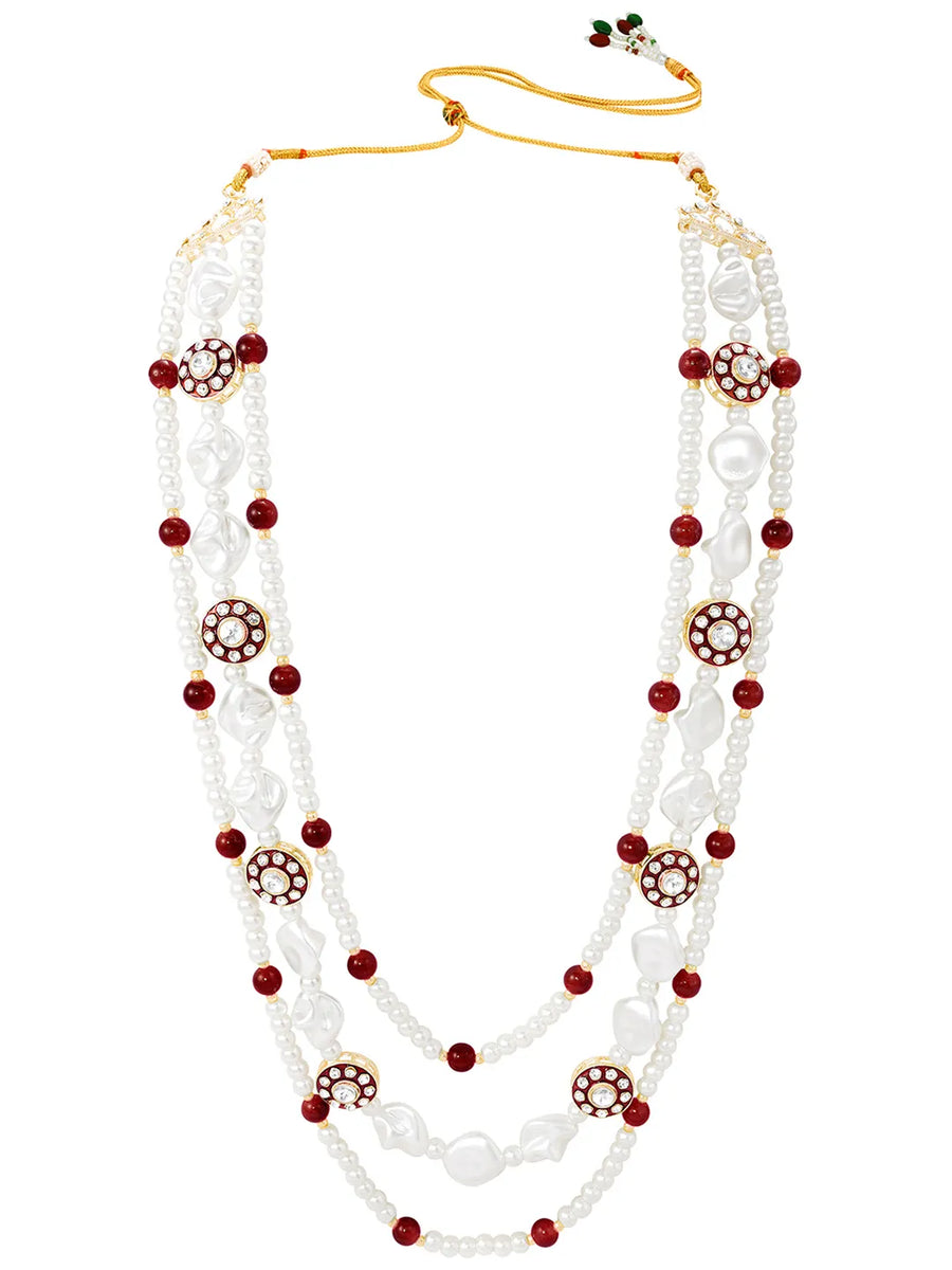 Gold Plated Pearl Heirloom Groom Necklace Maroon