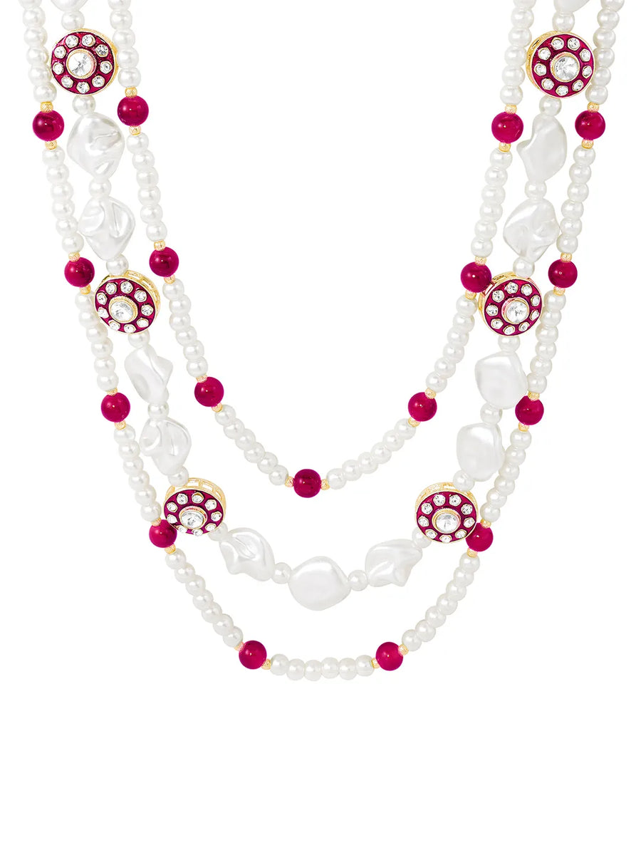 Gold Plated Pearl Heirloom Groom Necklace Rani Pink