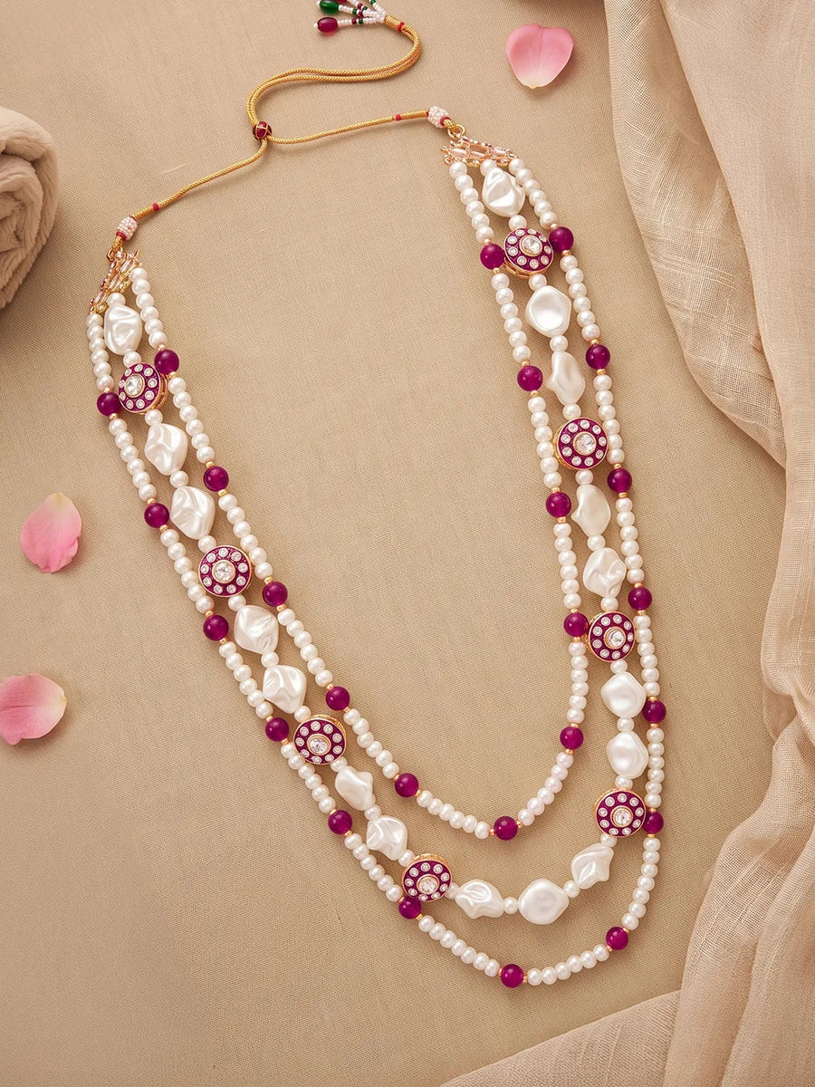 Gold Plated Pearl Heirloom Groom Necklace Rani Pink