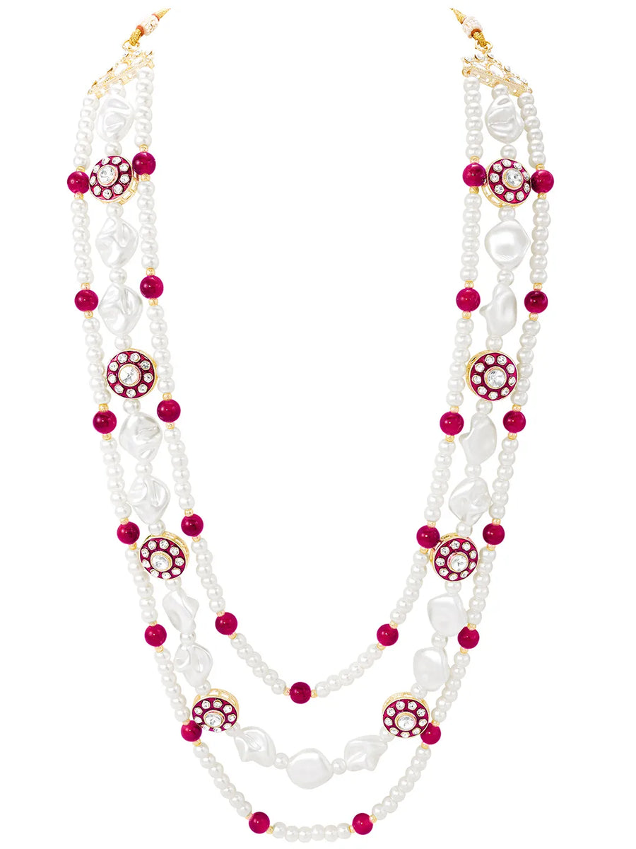 Gold Plated Pearl Heirloom Groom Necklace Rani Pink