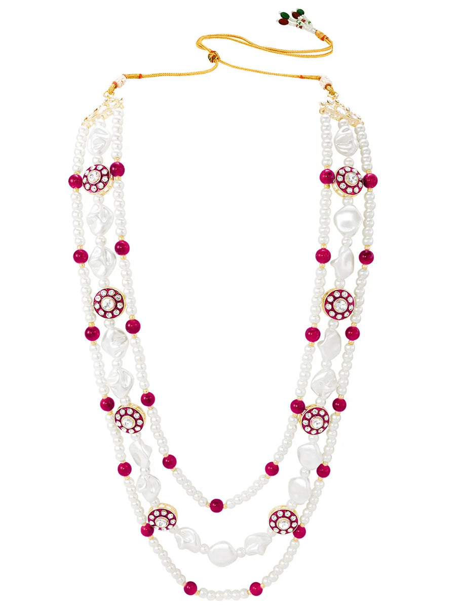 Gold Plated Pearl Heirloom Groom Necklace Rani Pink