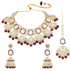 Royal Kundan Pearl Bridal Necklace - Maroon