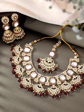 Royal Kundan Pearl Bridal Necklace - Maroon