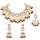 Royal Kundan Pearl Bridal Necklace - Maroon