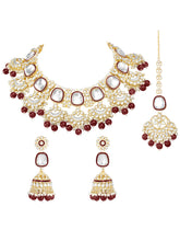 Royal Kundan Pearl Bridal Necklace - Maroon