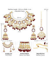 Royal Kundan Pearl Bridal Necklace - Maroon