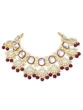 Royal Kundan Pearl Bridal Necklace - Maroon