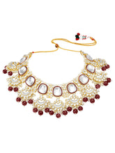 Royal Kundan Pearl Bridal Necklace - Maroon