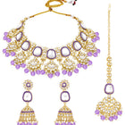Royal Kundan Pearl Bridal Necklace - Purple