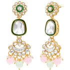 Gold Plated Mint Pink Kundan Necklace Set