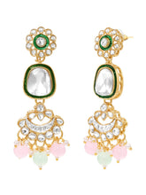Gold Plated Mint Pink Kundan Necklace Set