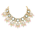 Gold Plated Mint Pink Kundan Necklace Set