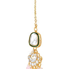 Gold Plated Mint Pink Kundan Necklace Set