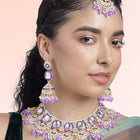 Royal Kundan Pearl Bridal Necklace - Purple