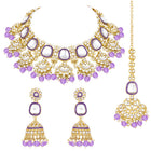 Royal Kundan Pearl Bridal Necklace - Purple