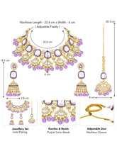 Royal Kundan Pearl Bridal Necklace - Purple