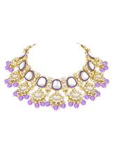 Royal Kundan Pearl Bridal Necklace - Purple