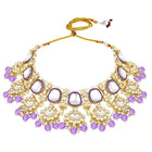 Royal Kundan Pearl Bridal Necklace - Purple