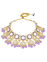 Royal Kundan Pearl Bridal Necklace - Purple