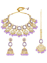 Royal Kundan Pearl Bridal Necklace - Purple