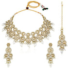 Glowing Round Crystal Pearl Necklace Set - Gold
