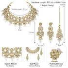 Glowing Round Crystal Pearl Necklace Set - Gold