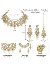Glowing Round Crystal Pearl Necklace Set - Gold