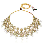 Glowing Round Crystal Pearl Necklace Set - Gold