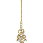 Glowing Round Crystal Pearl Necklace Set - Gold