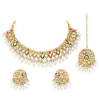 Ornate Pearl Embellished Crystal Set - Gold