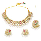 Ornate Pearl Embellished Crystal Set - Gold