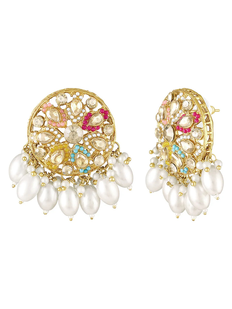 Ornate Pearl Embellished Crystal Set - Gold