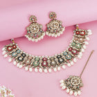 Royal Sparkle Pearl Crystal Necklace Set - Gold