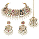Royal Sparkle Pearl Crystal Necklace Set - Gold