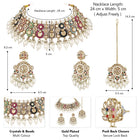 Royal Sparkle Pearl Crystal Necklace Set - Gold