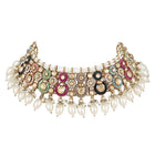 Royal Sparkle Pearl Crystal Necklace Set - Gold