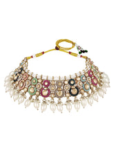 Royal Sparkle Pearl Crystal Necklace Set - Gold