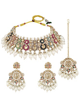 Royal Sparkle Pearl Crystal Necklace Set - Gold