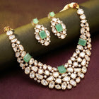 Peora Bridal Handcrafted Kundan Mint Necklace Set