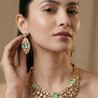 Peora Bridal Handcrafted Kundan Mint Necklace Set