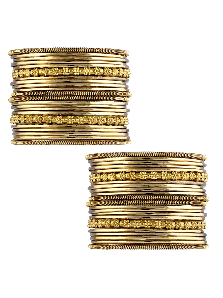 Stylish Boho Oxidized Bangle Set - Gold