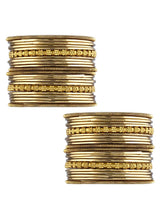 Stylish Boho Oxidized Bangle Set - Gold