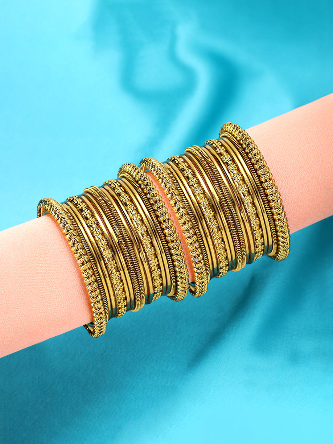 Classic Beauty Oxidized Golden Bangle Set