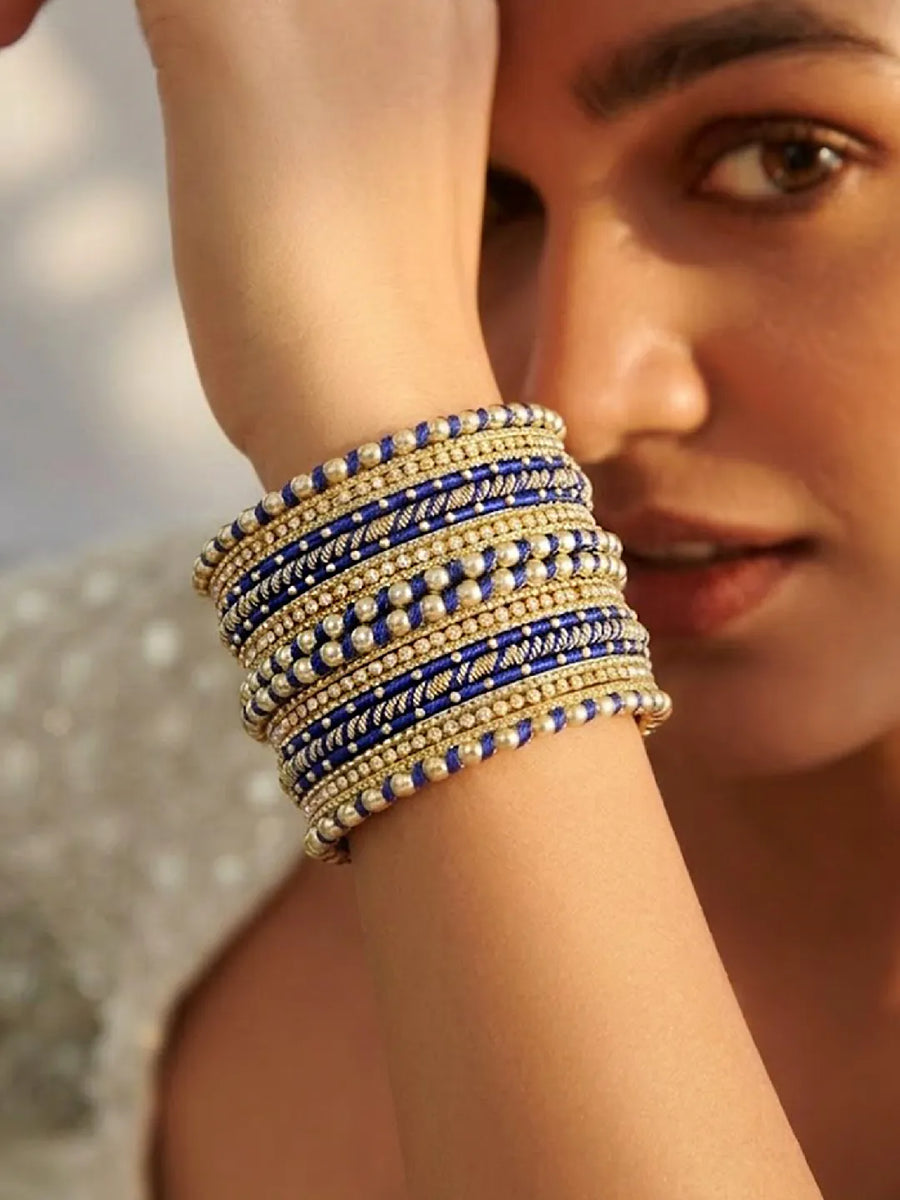 Peora Blue Traditional Bridal Bangle Set