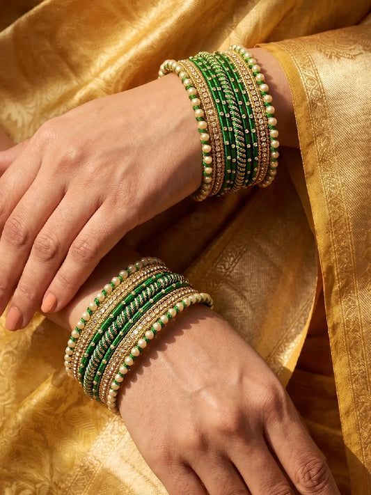 Peora Green Traditional Bridal Bangle Set